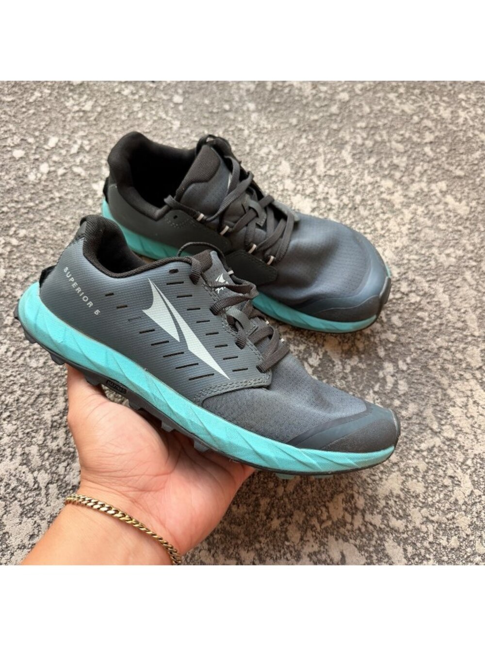 Altra Womens Superior 5 Gray Blue Black Running Athletic Shoes Sneaker Size 7